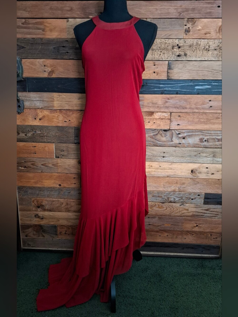 NWT Burgundy Sleeveless Ruffle Dress - Medium - Picture 3 of 8